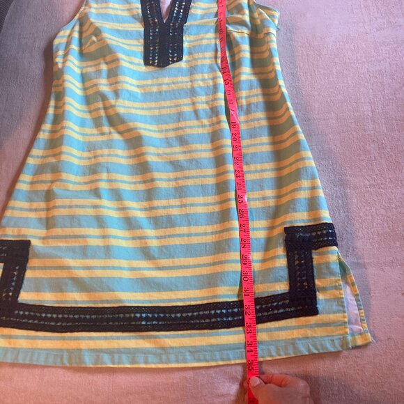 STS Sail To Sable Striped Mint Green & Yellow Shift Dress Size Large - Picture 8 of 8